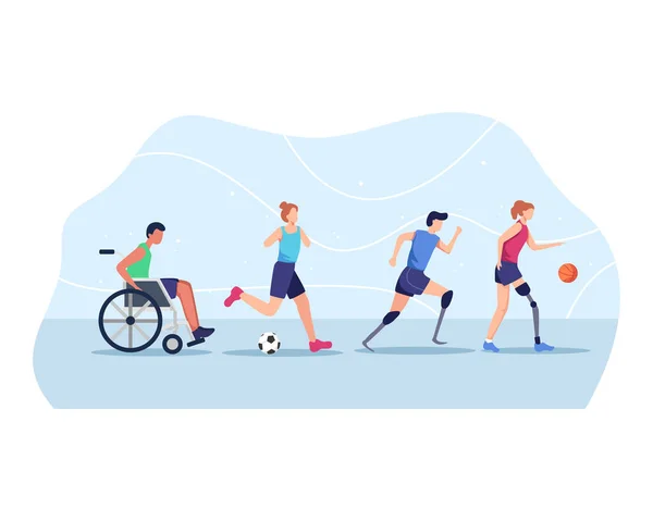 Sportowcy Niepełnosprawni Sportowcy Niepełnosprawni Zawodów Sportowych Sporty Dla Niepełnosprawnych Akcji — Wektor stockowy