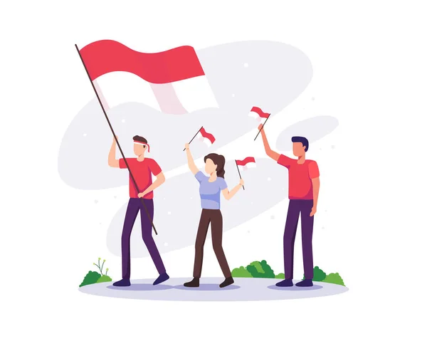 People Celebrate Independence Day Indonesia Independence Day August 17Th People — Stock Vector