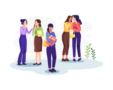 Sosyal zorbalığın kurbanı. Bir grup negatif insan zayıflara baskı yapıyor. Düz bir biçimdeki vektör