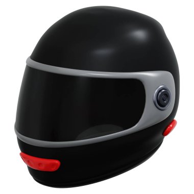 Minimal 3D full-face helmet for protection and riding UI. Motorcycle maintenance 3D rendering illustration