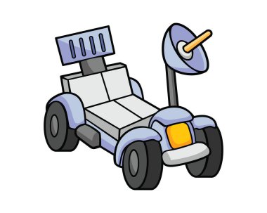 Anteni ve tekerlekleri olan ay gezgini