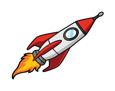 Parlak alevlerle dolu klasik roket.