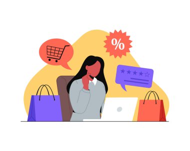 Ürünleri, fiyatları, incelemeleri ve indirimleri karşılaştıran bir müşteri e-ticaret platformunda alışveriş yaparken en iyi ürünü seçmek için.