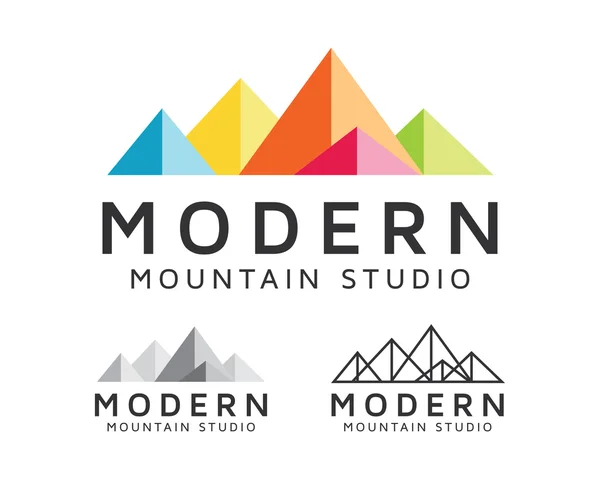 Vector logo estudio moderno de la montaña — Vector de stock