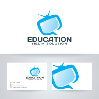 Eğitim medya ile kartvizit şablonu logo vektör