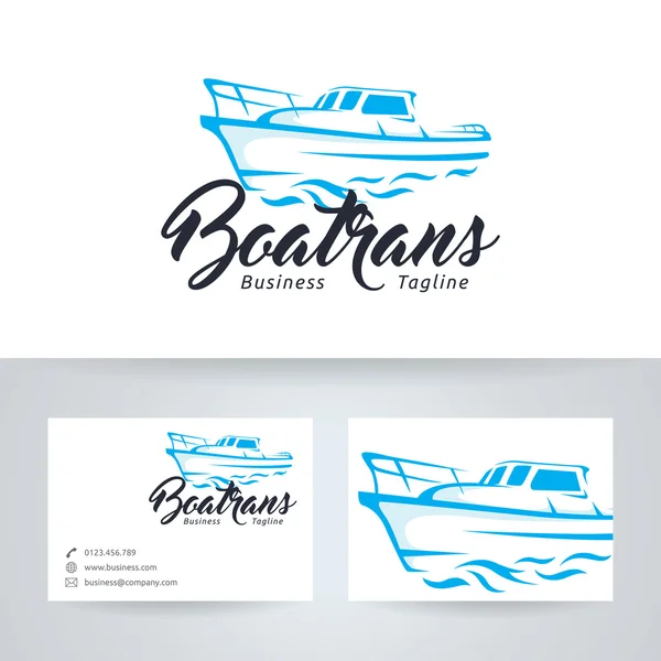 Logo bateau trans vecteur avec modèle de carte de visite — Image vectorielle