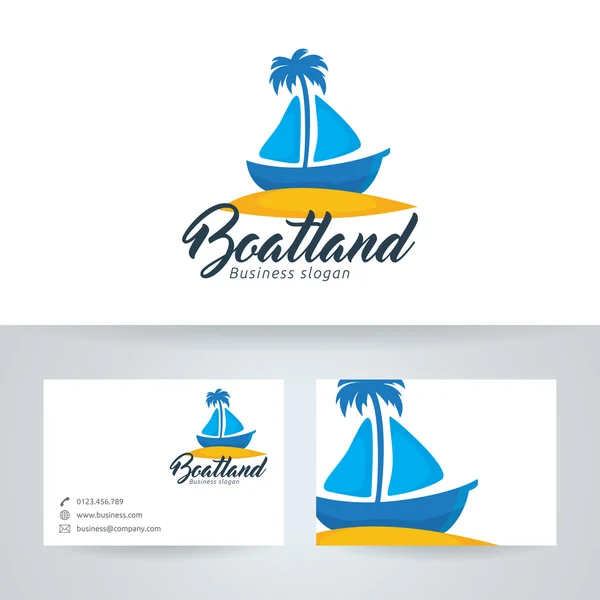 Logo vectoriel terrestre bateau avec modèle de carte de visite — Image vectorielle