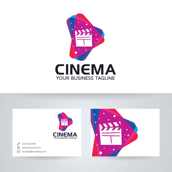 Cinema logotipo vetor de mídia com modelo de cartão de visita — Vetor de Stock