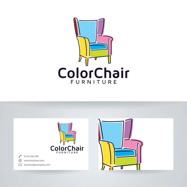 Logo vectoriel de meubles de chaise Colorf avec modèle de carte de visite — Image vectorielle
