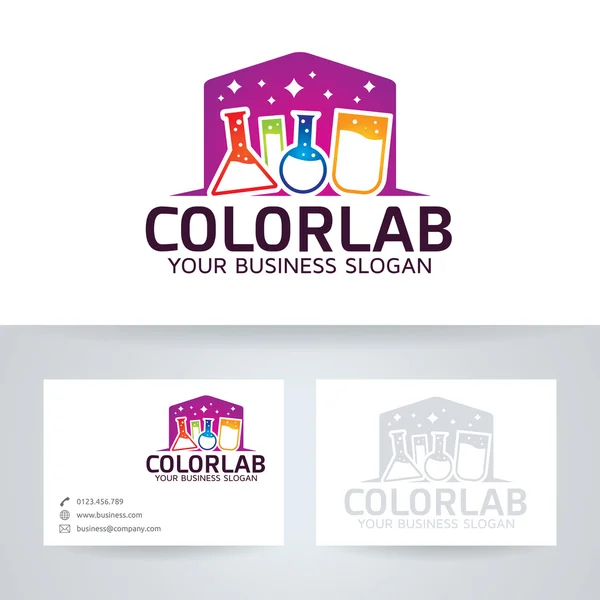 Logo vectoriel de laboratoire couleur avec modèle de carte de visite — Image vectorielle