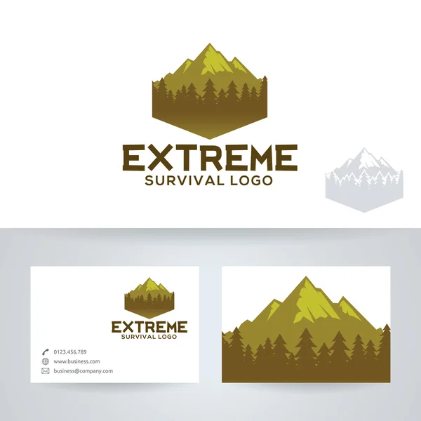 Logotipo de vector de supervivencia extrema con plantilla de tarjeta de visita — Vector de stock