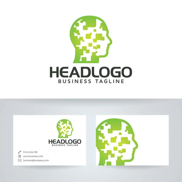 Logo vettoriale testa con modello di biglietto da visita — Vettoriale Stock