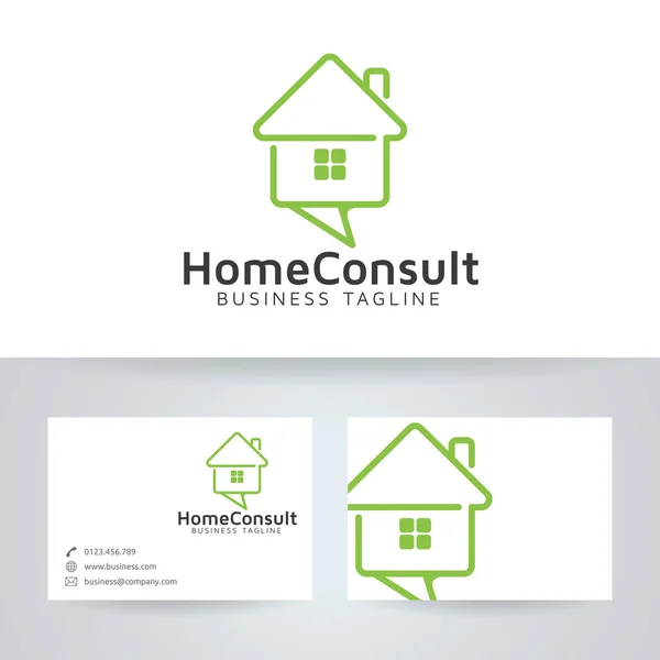 Home consulting vector logo with business card template — Stock Vector