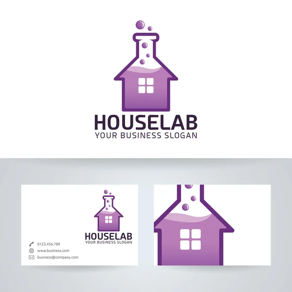 House lab vector logo with business card template — Stock Vector