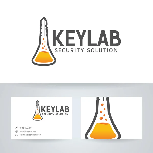 Logo vectoriel de laboratoire clé avec modèle de carte de visite — Image vectorielle