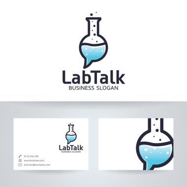 Laboratuvar konuşma vektör logosu ile kartvizit şablonu