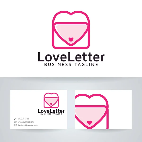 Logotipo de vetor carta de amor com modelo de cartão de visita —  Vetores de Stock