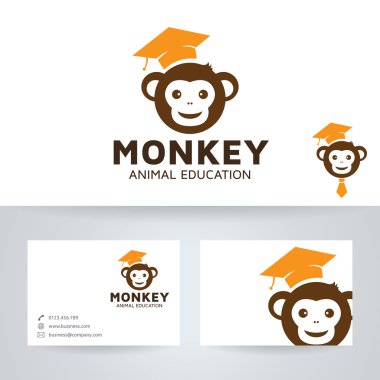 Maymun eğitim vektör logosu ile kartvizit şablonu