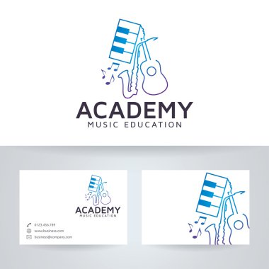 Kartvizit şablonu ile Müzik Akademisi vektör logo