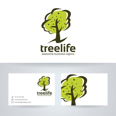 Ağaç hayat vektör logo kartvizit şablonu ile