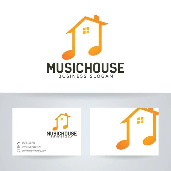 Logotipo do vetor Music House com modelo de cartão de visita — Vetor de Stock