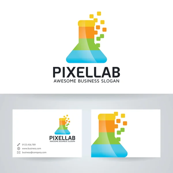 Pixel Lab logo vectoriel de couleur avec modèle de carte de visite — Image vectorielle