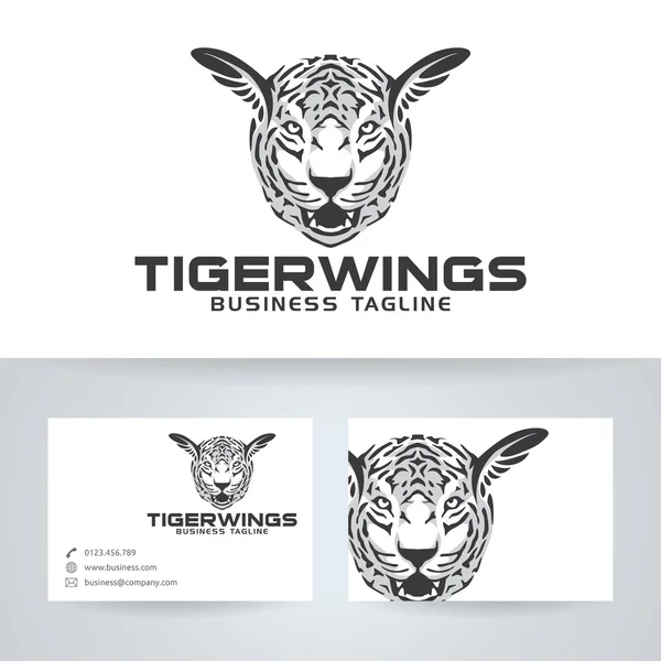 Logo vecteur ailes de tigre avec modèle de carte de visite — Image vectorielle