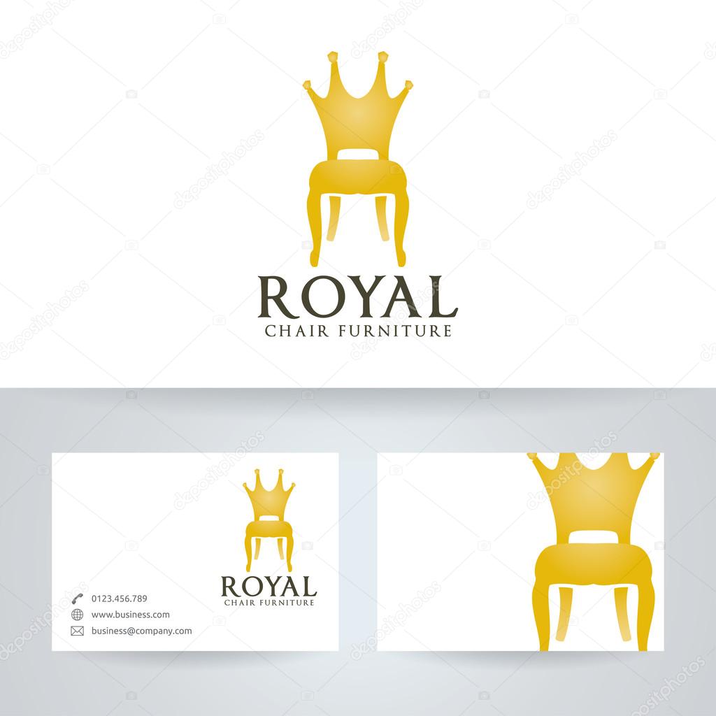 royal chair furniture vector logo with business card template 99969676