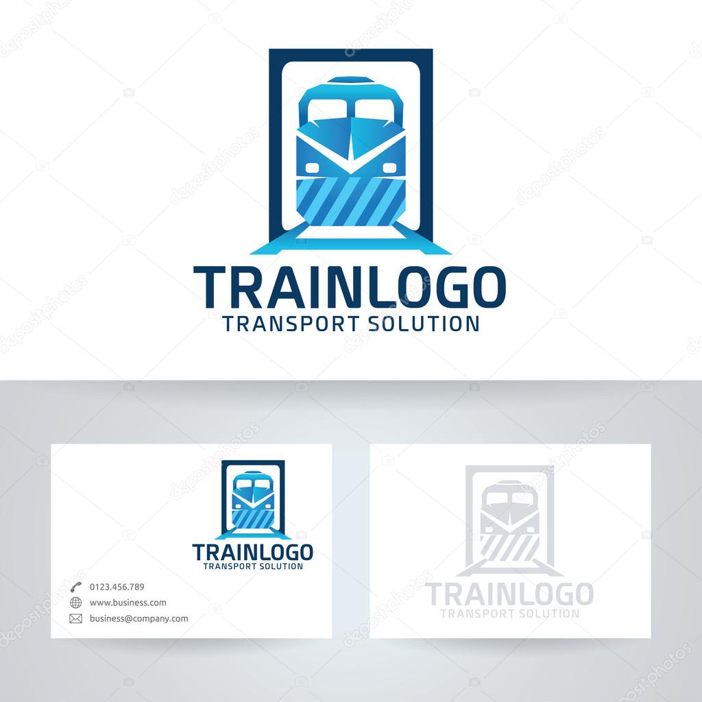 Train vector logo with business card template