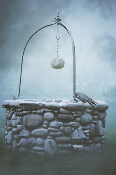Old fountain in the mist — Stock Photo, Image