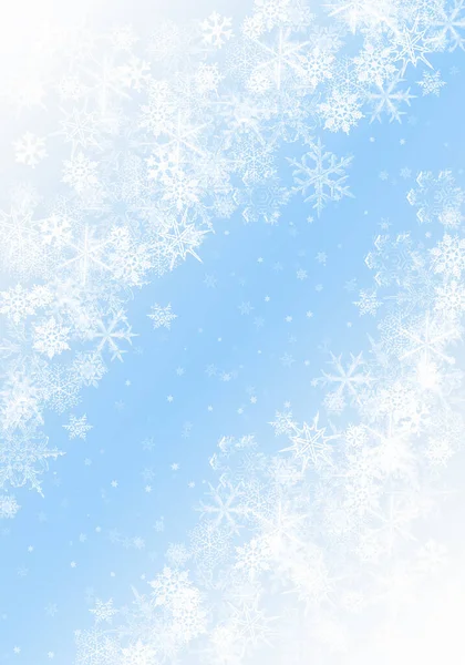 雪の背景 焦点を絞ったフレークでブルークリスマスの雪 雪が降る冬のコンセプト 休日の食感と白い雪片 — ストック写真