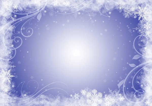 雪の背景 焦点を絞ったフレークでブルークリスマスの雪 雪が降る冬のコンセプト 休日の食感と白い雪片 — ストック写真