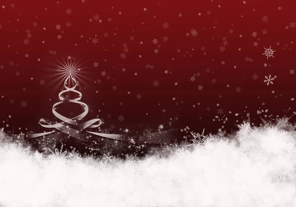Red Winter Hintergrund Mit Schneeflocken Weihnachtskarte — Stockfoto