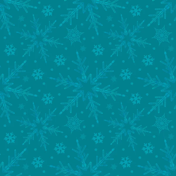 Kék Zöld Téli Háttér Hópelyhek Saját Alkotások Karácsonyi Illusztráció Zökkenőmentes — Stock Fotó