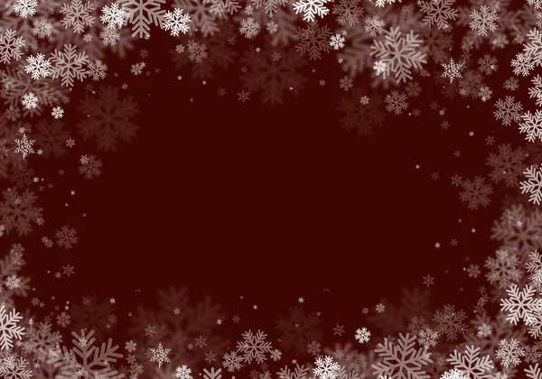 Czerwona Zima Tło Płatków Śniegu Iskry Karta Świąteczna — Zdjęcie stockowe