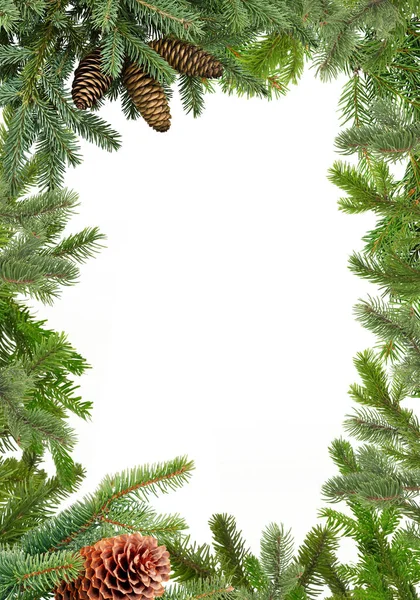 Slavnostní Vánoční Hranice Dovolená Věnce Izolované Bílém Pozadí — Stock fotografie