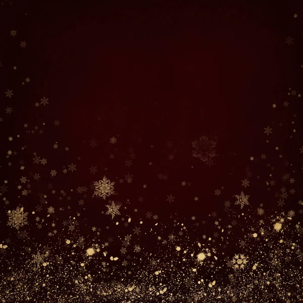 Vintage Roter Hintergrund Mit Goldenen Funkeln Schneeflocken Und Glitzern Weihnachtsillustration — Stockfoto