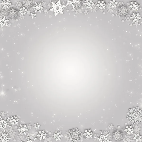 Серый Зимний Фон Снежинками Ваших Собственных Творений — стоковое фото
