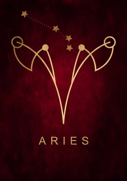 Aries Constelación Astrología Ilustración Estrellas Sobre Fondo Rojo Oscuro Capricornio —  Fotos de Stock