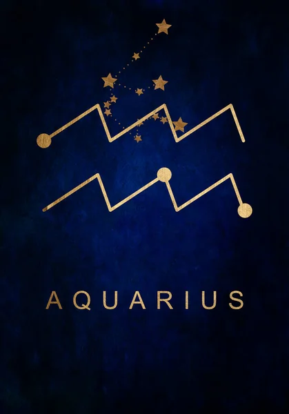 Aquarius Konstellation Astrologi Illustration Stjerner Mørkeblå Baggrund Aquarius Luftskilt - Stock-foto