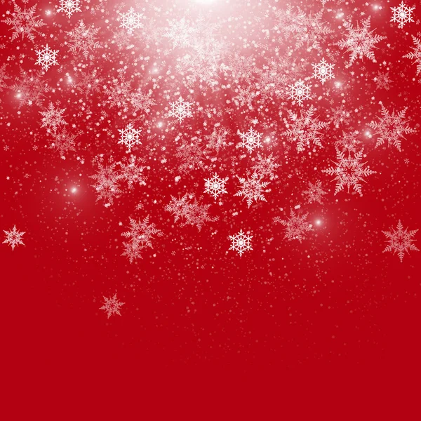 Red Winter Hintergrund Mit Schneeflocken Und Funkeln Weihnachtskarte Weihnachtlicher Hintergrund — Stockfoto