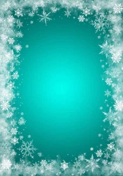 Śnieg Kolor Miętowy Świąteczne Opady Śniegu Nieostrymi Płatkami Koncepcja Zimowa — Zdjęcie stockowe