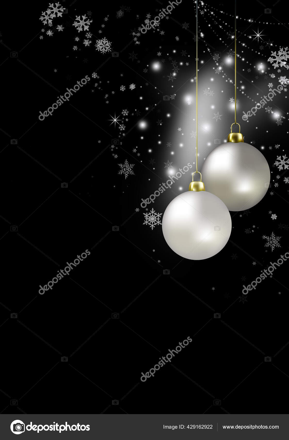 白いクリスマスボールと輝きを持つクリスマスブラックの背景 明けましておめでとうございます エレガントなクリスマスのバナーやポスター コピースペース ストック写真 C Brita Seifert Googlemail Com