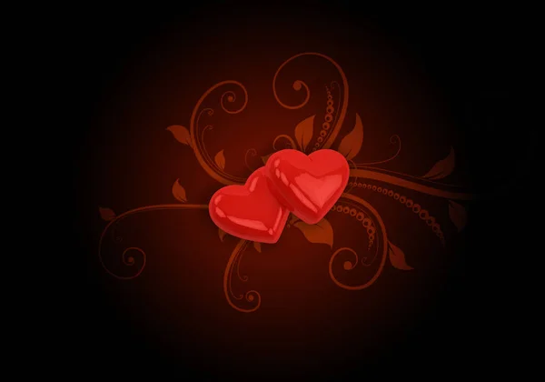 День Святого Валентина Фон Сяючих Червоних Сердець Завивання Чорному Тлі — стокове фото