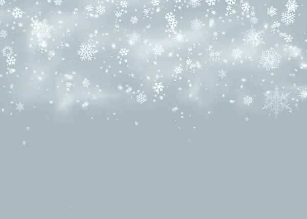 雪の背景 焦点を絞ったフレークでグレーのクリスマスの雪 雪が降る冬のコンセプト 休日の食感と白い雪片 — ストック写真
