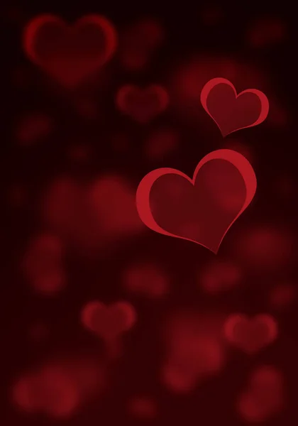 赤ハートの情熱と魅力的な明るいボケの背景 ハート型のボケ赤抽象的な背景ロマンチックなバナー 装飾的な輝きのデザイン バレンタインデーの赤い背景 ハート型ボケ 愛の概念 — ストック写真