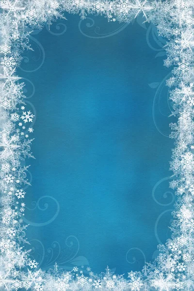 Fondo Nieve Nieve Azul Navidad Con Copos Desenfocados Concepto Invierno — Foto de Stock