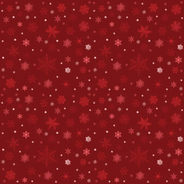 メリークリスマスと新年のためのシームレスなパターンとパターン 休日の壁紙 冬の無限の背景 雪片のシームレスなパターン 雪片と赤い冬の背景 クリスマスカード — ストック写真