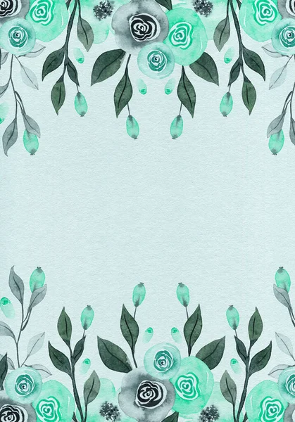 Опал Бледно Голубые Листья Цветы Вертикальный Ботанический Баннер Цветочные Пастельные — стоковое фото