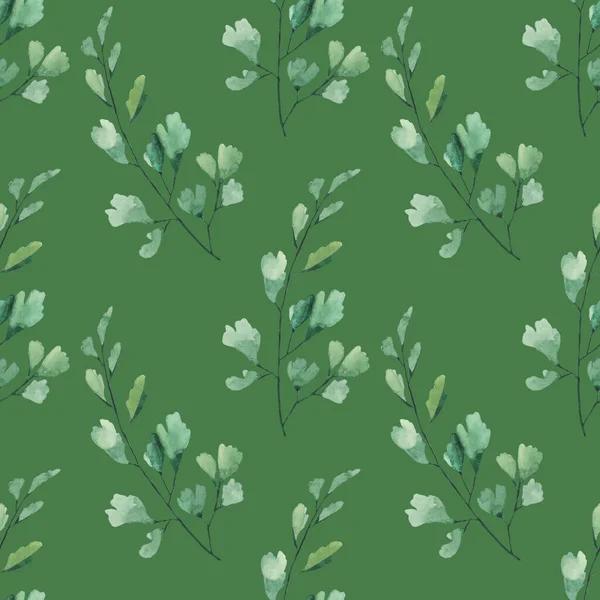 无缝隙的背景 绿色的叶子 绿色的背景 用于制作纺织品 纸张的奢华图案 浪漫的植物图解 — 图库照片